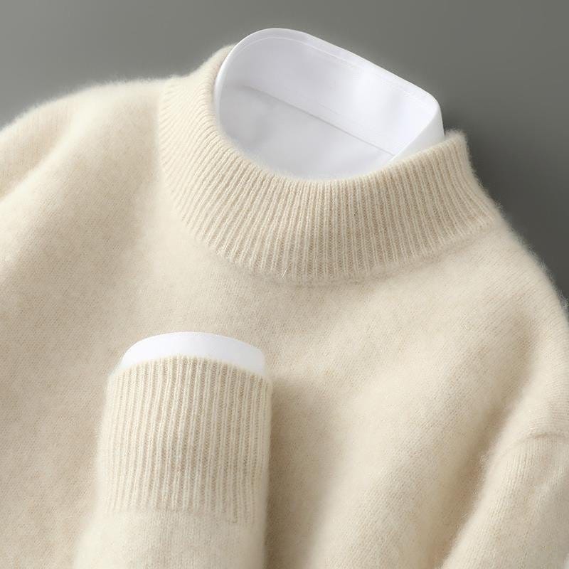 Luxeraum.de Sweaters Creme / XS Kaschmirpullover – feine Naturfaser – Stehkragen in Rippstruktur – Damen