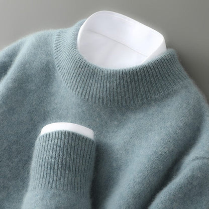 Luxeraum.de Sweaters Grün / XS Kaschmirpullover – feine Naturfaser – Stehkragen in Rippstruktur – Damen