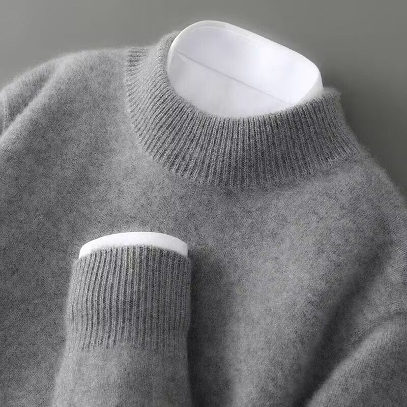 Luxeraum.de Sweaters Grau / XS Kaschmirpullover – feine Naturfaser – Stehkragen in Rippstruktur – Damen