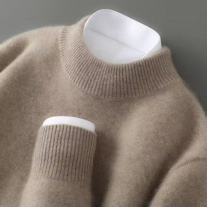 Luxeraum.de Sweaters Braun / XS Kaschmirpullover – feine Naturfaser – Stehkragen in Rippstruktur – Damen