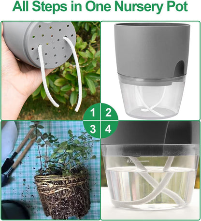 Luxeraum.de Pots Kräutertopf Set 3er selbstbewässernd für Küche, Blumentopf Fensterbank mit Wasserstandsanzeige, 18,2 × 11 × 15,3 cm, Grau