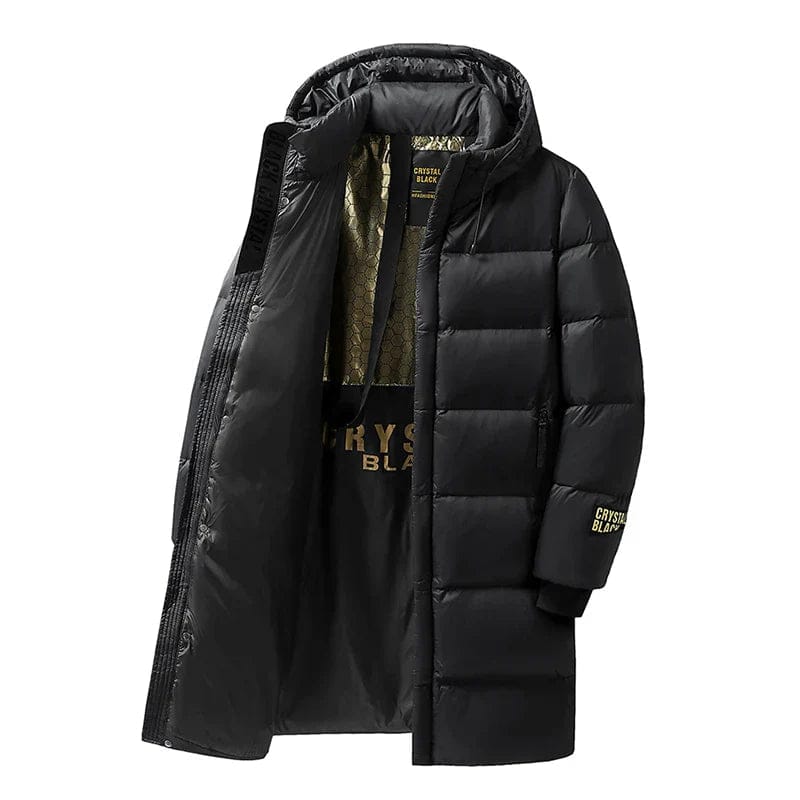Luxeraum.de Puffer Jackets Schwarz / M Lange Winterjacke – Schwarz – Isolierende Daunenfüllung – Herren