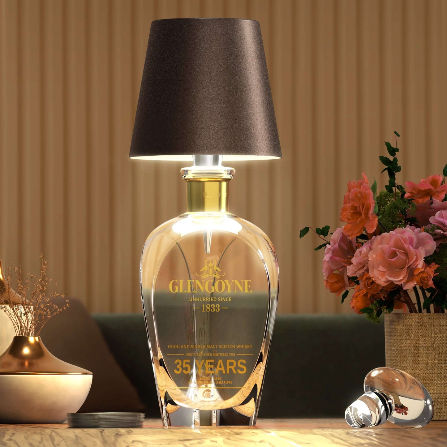 Luxeraum.de Table Lamps LED Flaschenlampe - Wiederaufladbar - Nachhaltige Tischlampe - 3 Lichtmodi