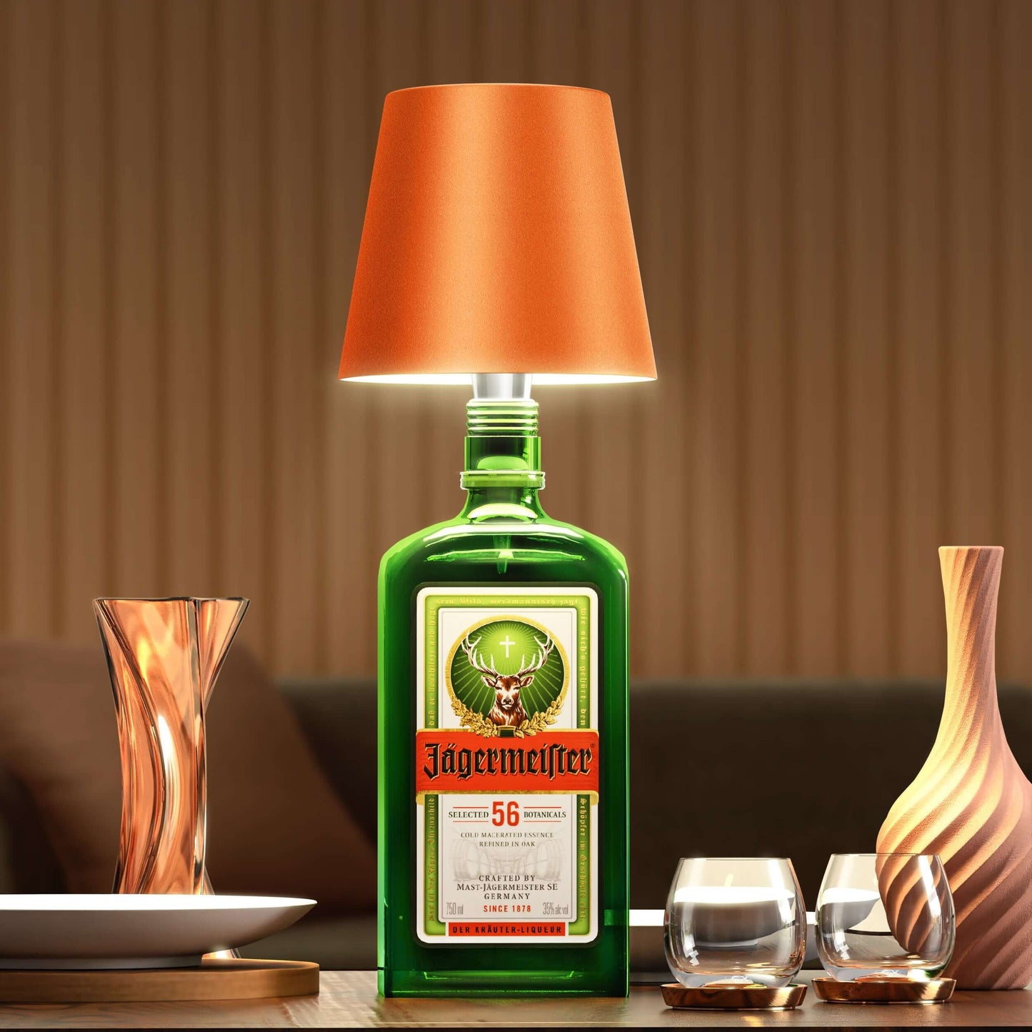 Luxeraum.de Table Lamps LED Flaschenlampe - Wiederaufladbar - Nachhaltige Tischlampe - 3 Lichtmodi