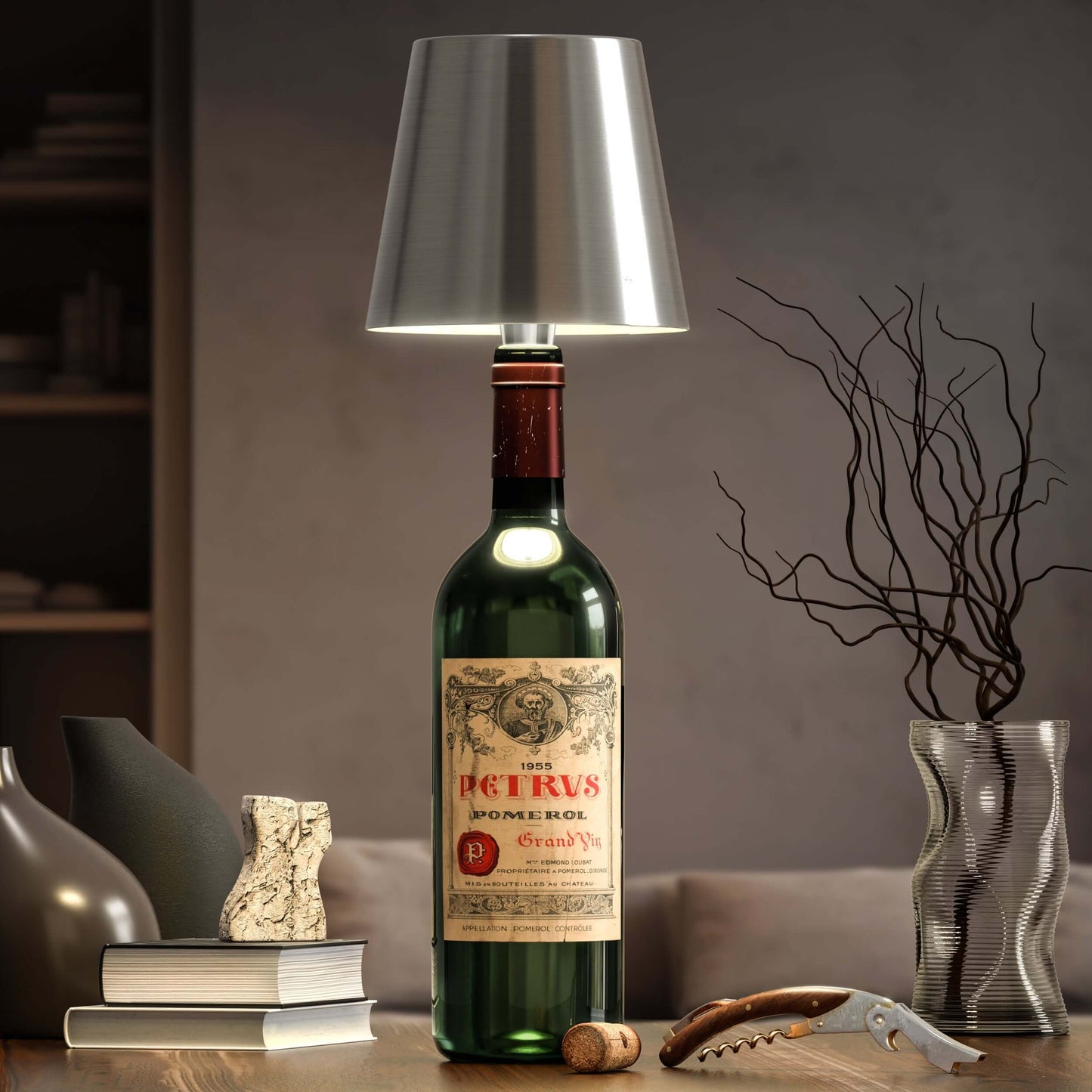 Luxeraum.de Table Lamps LED Flaschenlampe - Wiederaufladbar - Nachhaltige Tischlampe - 3 Lichtmodi