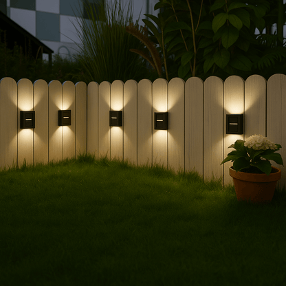 Luxeraum.de Landscape Pathway Lighting LED Solar-Wandleuchte – 3000K - IP65 - Kabellos & Energiesparend - Garten, Terrasse & Balkon