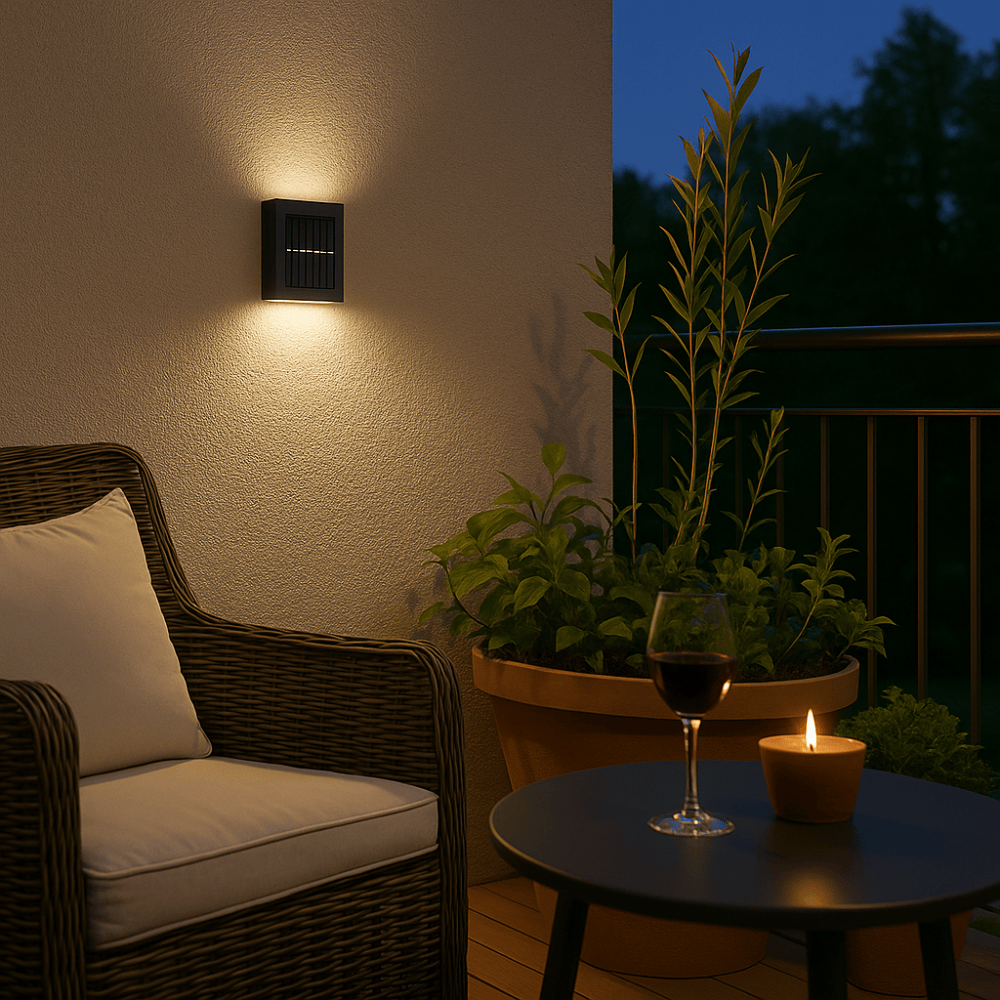 Luxeraum.de Landscape Pathway Lighting LED Solar-Wandleuchte – 3000K - IP65 - Kabellos & Energiesparend - Garten, Terrasse & Balkon