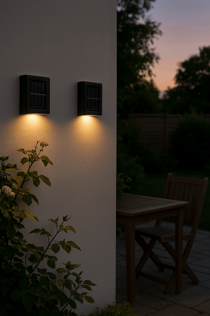 Luxeraum.de Landscape Pathway Lighting LED Solar-Wandleuchte – 3000K - IP65 - Kabellos & Energiesparend - Garten, Terrasse & Balkon