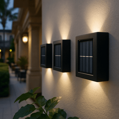 Luxeraum.de Landscape Pathway Lighting LED Solar-Wandleuchte – 3000K - IP65 - Kabellos & Energiesparend - Garten, Terrasse & Balkon