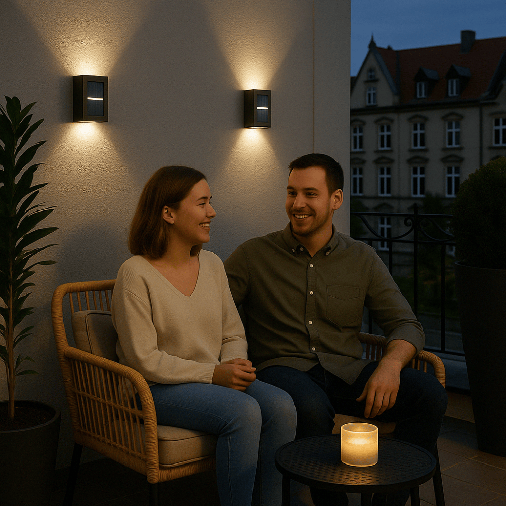 Luxeraum.de Landscape Pathway Lighting LED Solar-Wandleuchte – 3000K - IP65 - Kabellos & Energiesparend - Garten, Terrasse & Balkon