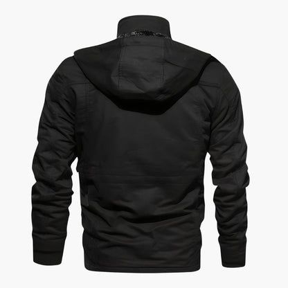 Luxeraum.de Herrenjacke Militärjacke – Strukturierter Materialmix – Kapuze & Multitaschen-Design – Herren