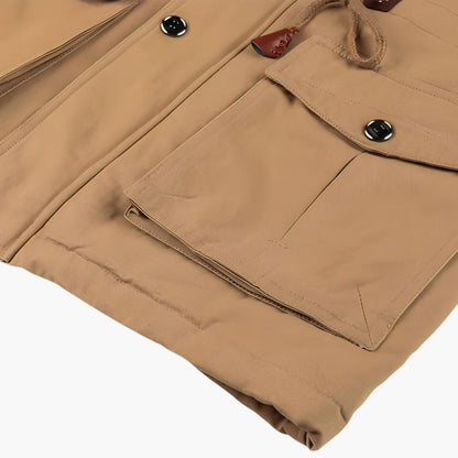 Luxeraum.de Herrenjacke Militärjacke – Strukturierter Materialmix – Kapuze & Multitaschen-Design – Herren