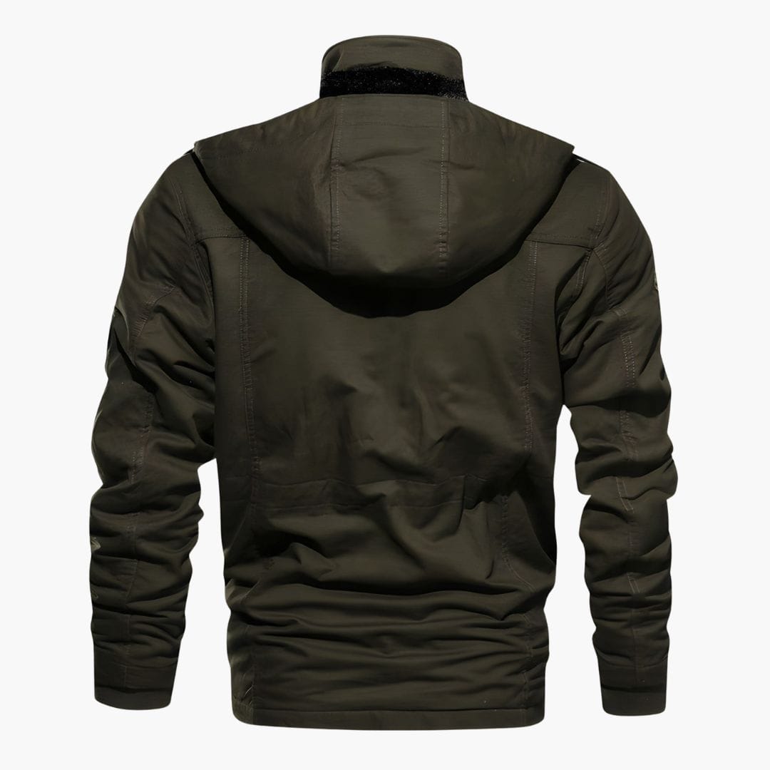 Luxeraum.de Herrenjacke Militärjacke – Strukturierter Materialmix – Kapuze & Multitaschen-Design – Herren