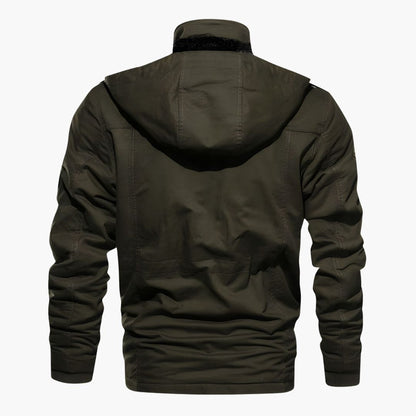 Luxeraum.de Herrenjacke Militärjacke – Strukturierter Materialmix – Kapuze & Multitaschen-Design – Herren