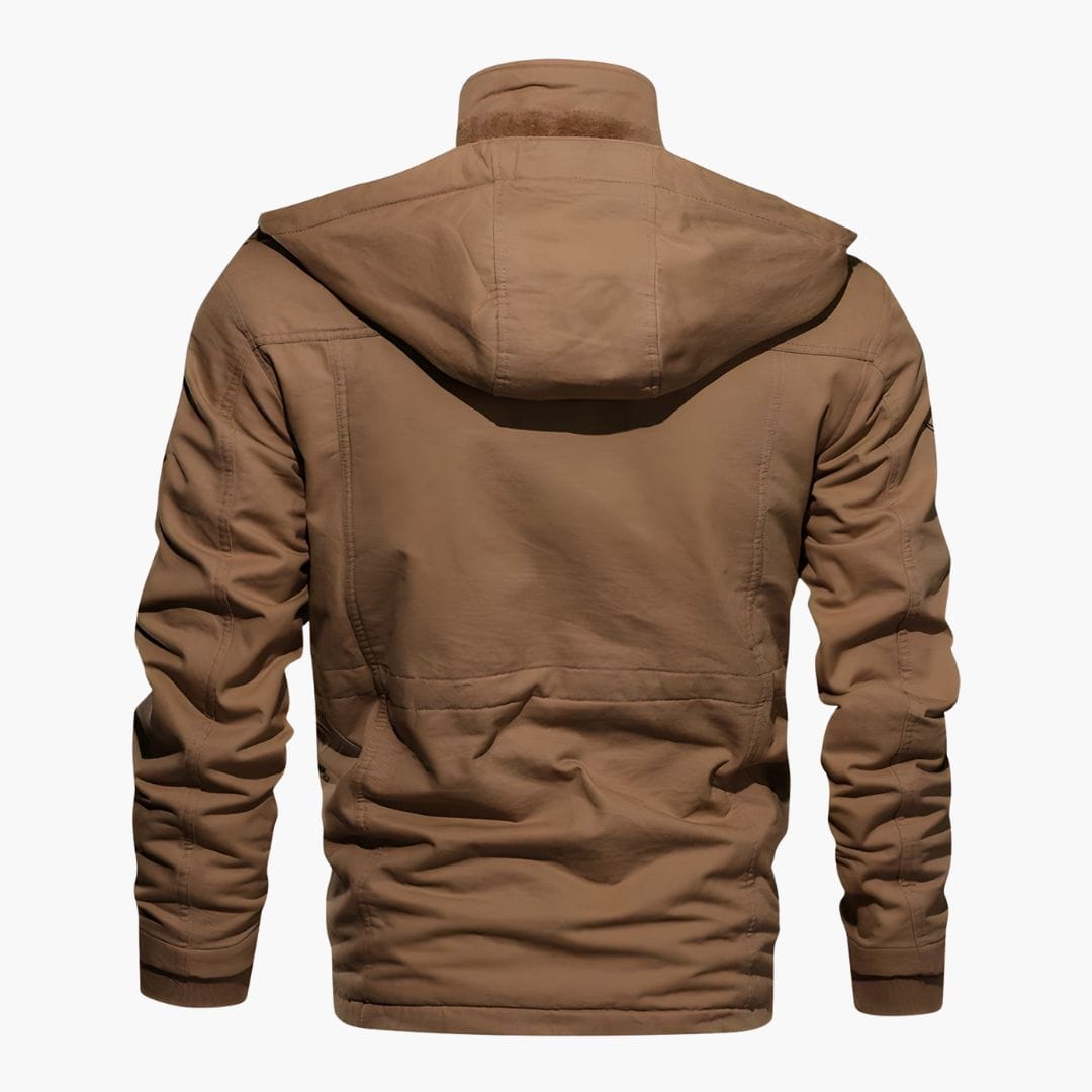 Luxeraum.de Herrenjacke Militärjacke – Strukturierter Materialmix – Kapuze & Multitaschen-Design – Herren