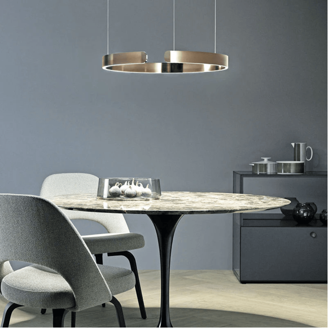 Luxeraum.de Ceiling Light Fixtures Gold / 3 Farben / 40 cm Moderne LED Hängeleuchte  – Dimmbar & Höhenverstellbar – Kreis-Design – Ø 40/60/80