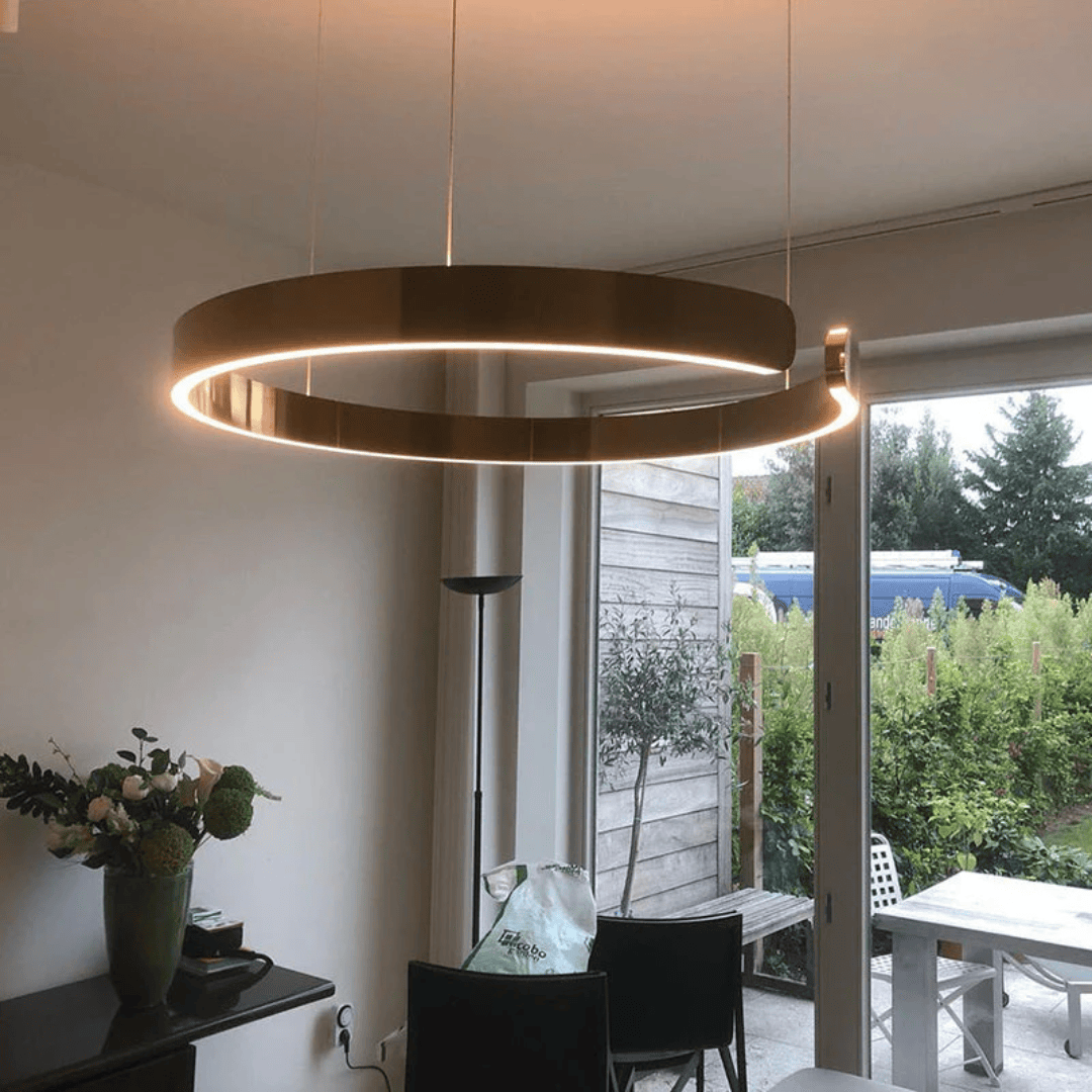 Luxeraum.de Ceiling Light Fixtures Roségold / 3 Farben / 40 cm Moderne LED Hängeleuchte  – Dimmbar & Höhenverstellbar – Kreis-Design – Ø 40/60/80