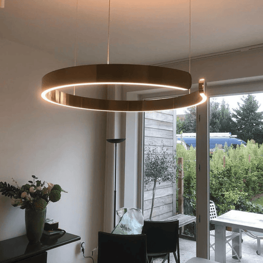Luxeraum.de Ceiling Light Fixtures Roségold / 3 Farben / 40 cm Moderne LED Hängeleuchte  – Dimmbar & Höhenverstellbar – Kreis-Design – Ø 40/60/80
