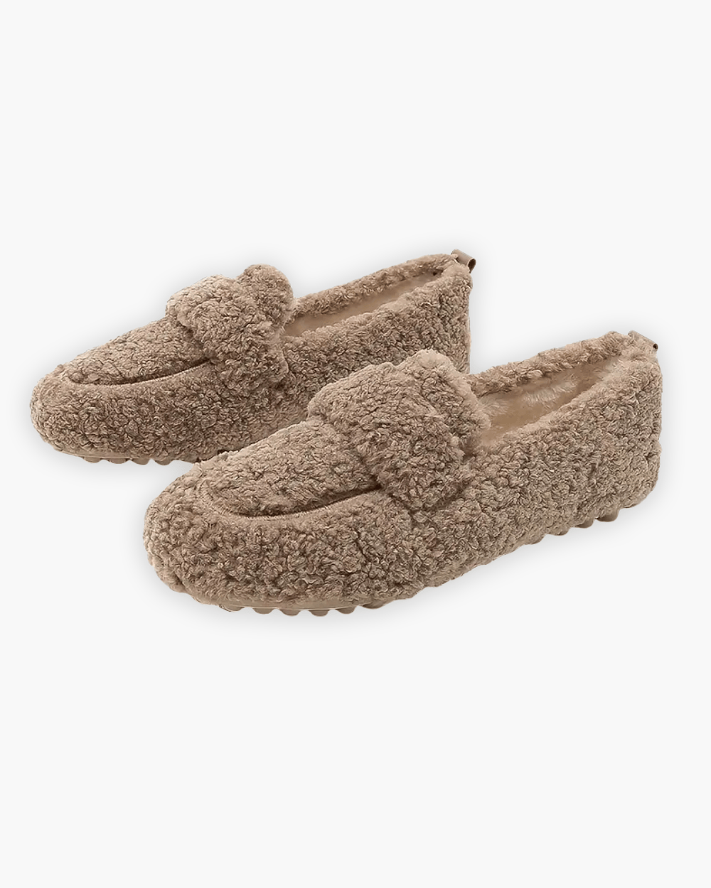 Luxeraum.de Slippers Braun / 34 Mokassin Hausschuhe – Kunstplüsch & Gummi – Geschlossene Form – Damen