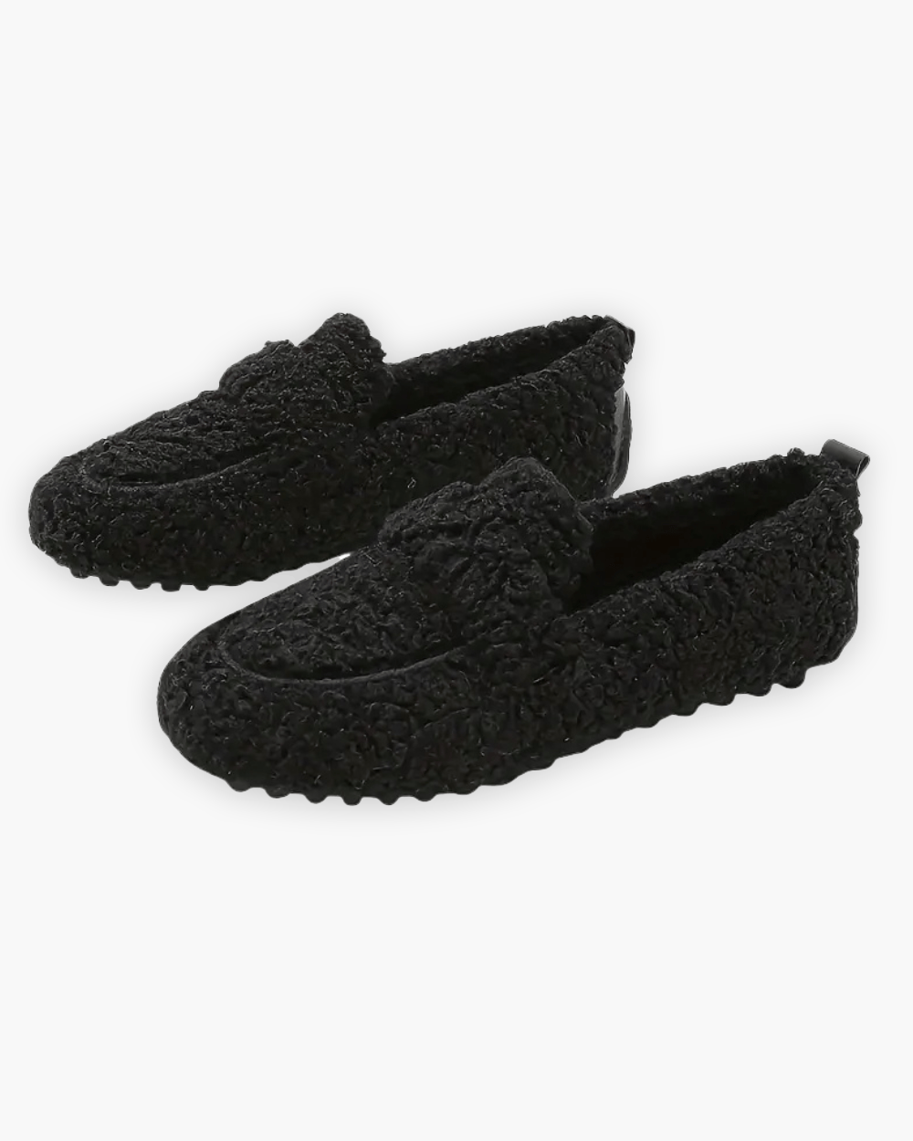 Luxeraum.de Slippers Schwarz / 34 Mokassin Hausschuhe – Kunstplüsch & Gummi – Geschlossene Form – Damen