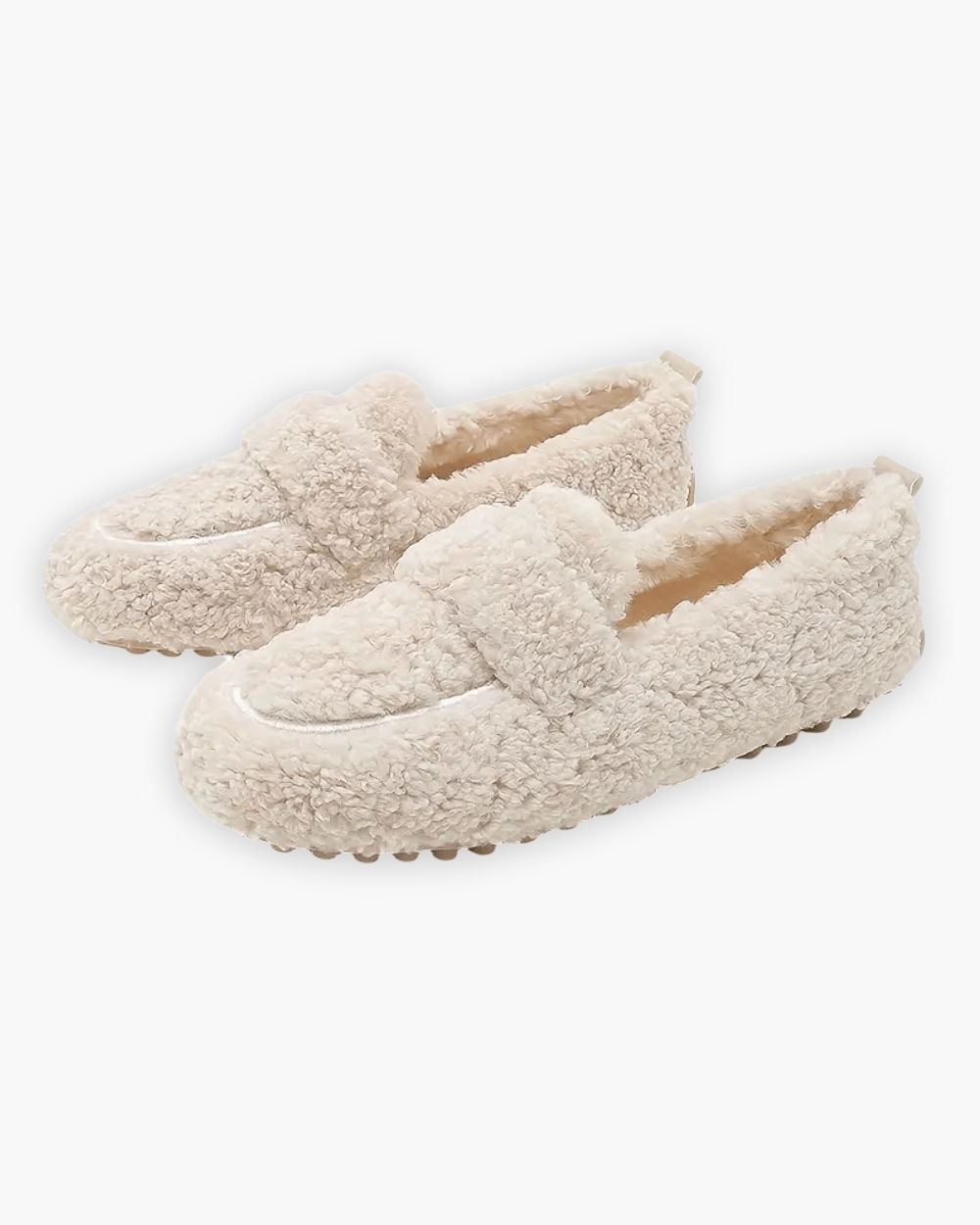 Luxeraum.de Slippers Beige / 34 Mokassin Hausschuhe – Kunstplüsch & Gummi – Geschlossene Form – Damen