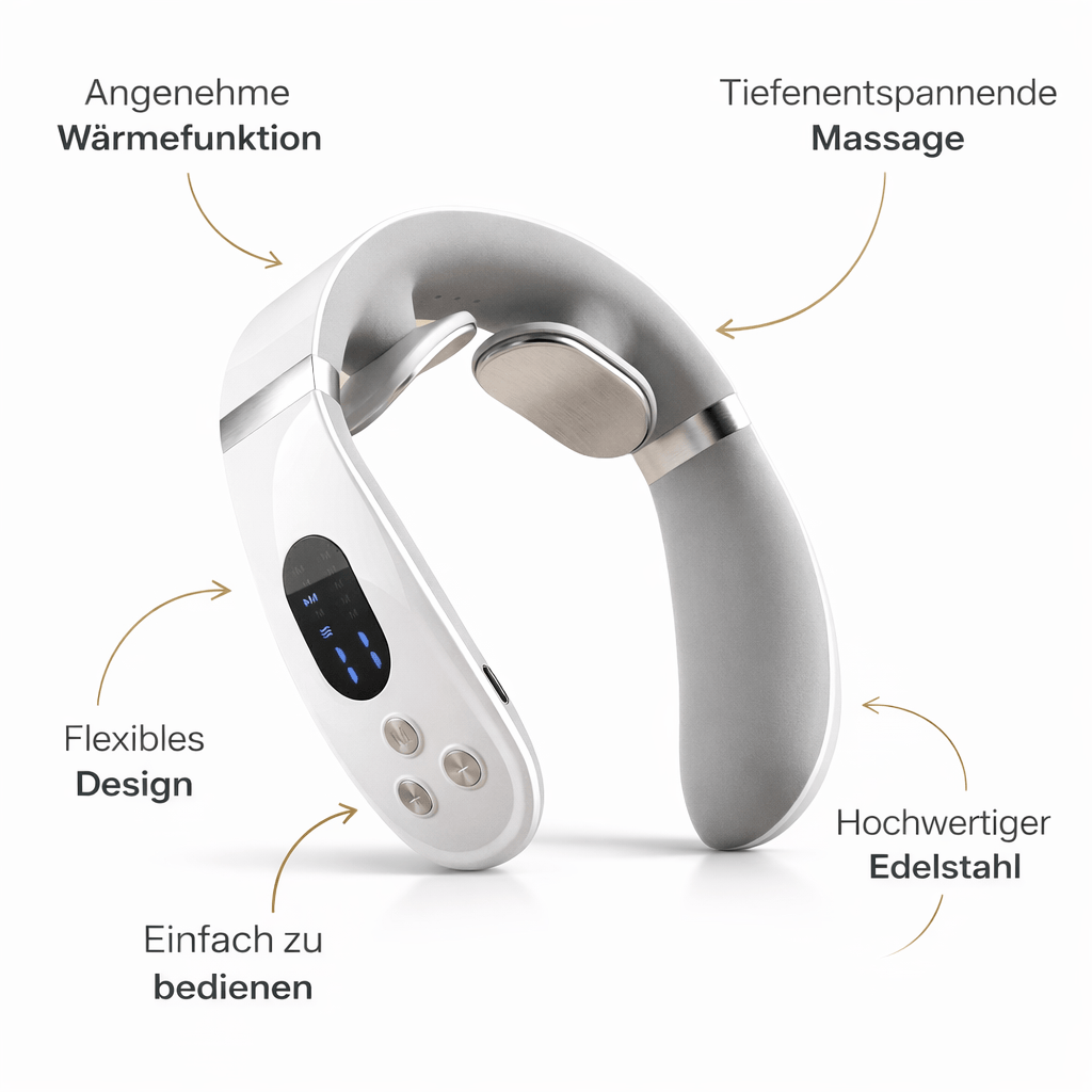 Luxeraum.de Electric Massagers Nackenmassagegerät elektrisch – EMS, TENS, Wärme 42°C – kabellos Nurotex Pro