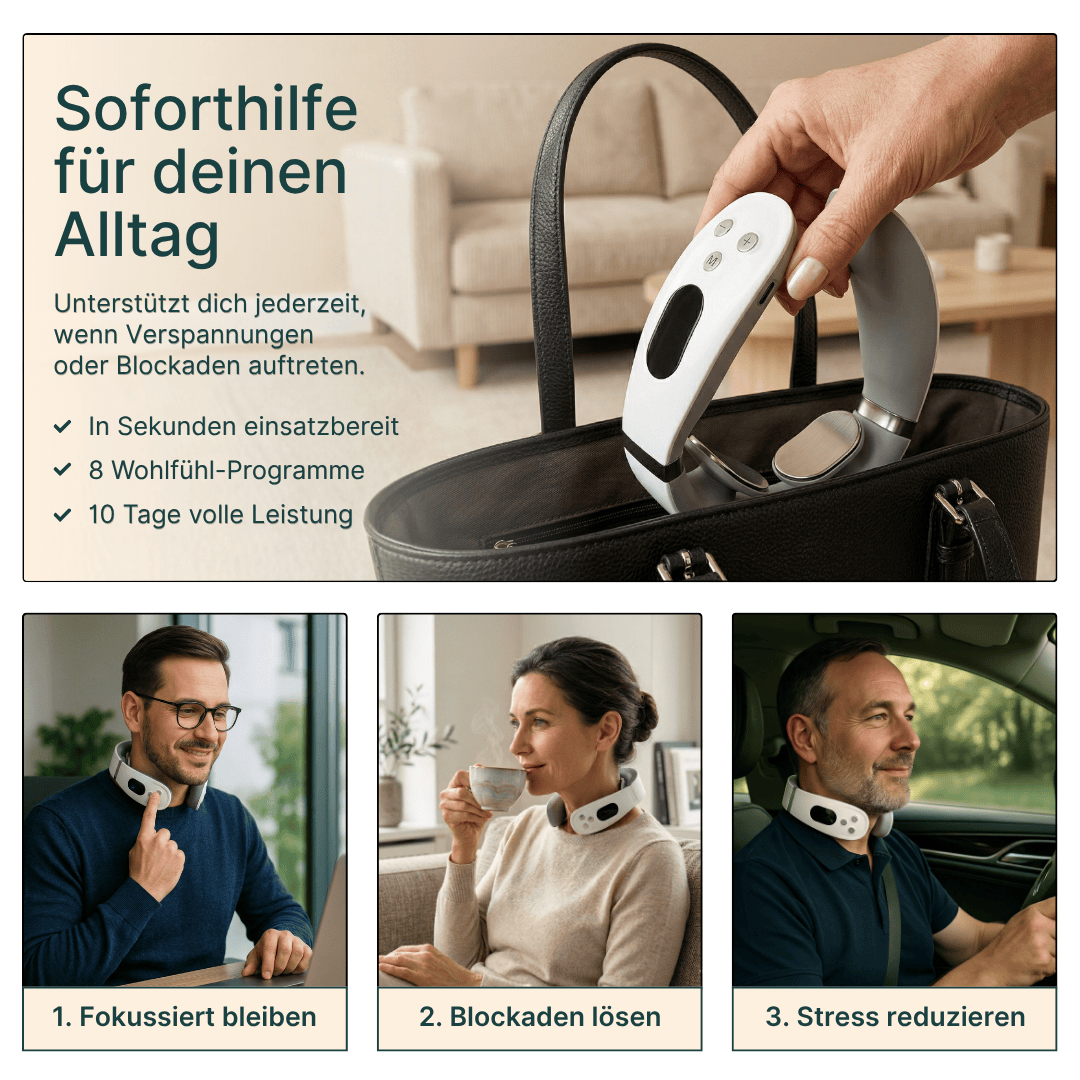 Luxeraum.de Electric Massagers Nackenmassagegerät elektrisch – EMS, TENS, Wärme 42°C – kabellos Nurotex Pro