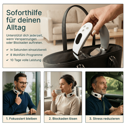 Luxeraum.de Electric Massagers Nackenmassagegerät elektrisch – EMS, TENS, Wärme 42°C – kabellos Nurotex Pro