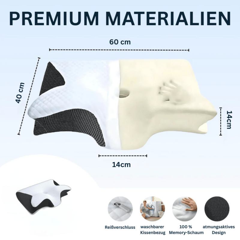 Luxeraum.de Seitenschläfer Kissen Orthopädisches Nackenkissen für Seitenschläfer – Ergonomisches Memory Foam Kissen gegen Nackenschmerzen