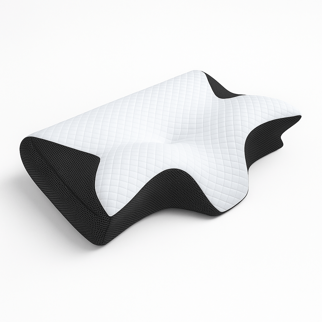 Luxeraum.de Seitenschläfer Kissen Grau Orthopädisches Nackenkissen für Seitenschläfer – Ergonomisches Memory Foam Kissen gegen Nackenschmerzen