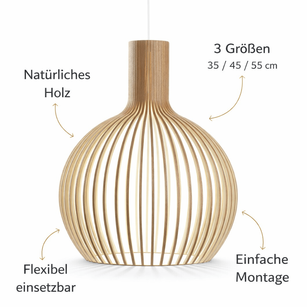 Luxeraum.de Ceiling Light Fixtures Pendelleuchte aus Holz – Ø35/45/55 cm – Skandinavisches Design