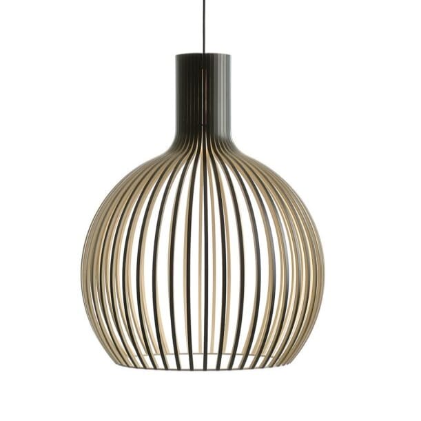 Luxeraum.de Ceiling Light Fixtures Ø 35cm / Außen schwarz | innen Holz Pendelleuchte aus Holz – Ø35/45/55 cm – Skandinavisches Design