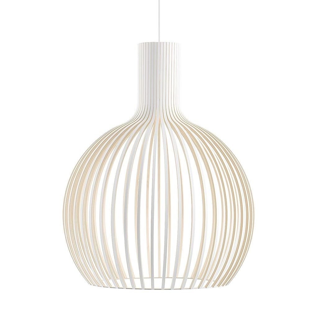 Luxeraum.de Ceiling Light Fixtures Ø 35cm / Außen Weiß | Innen Holz Pendelleuchte aus Holz – Ø35/45/55 cm – Skandinavisches Design