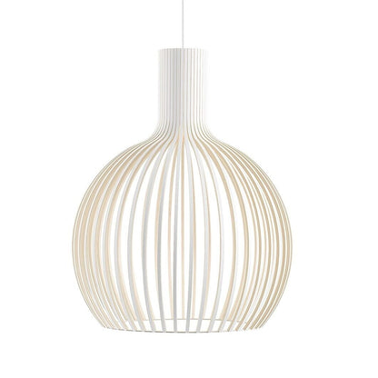 Luxeraum.de Ceiling Light Fixtures Ø 35cm / Außen Weiß | Innen Holz Pendelleuchte aus Holz – Ø35/45/55 cm – Skandinavisches Design