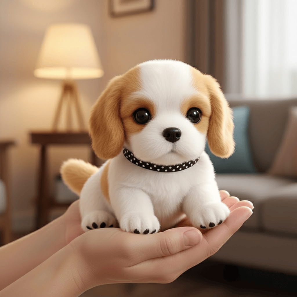 Luxeraum.de Plush Toy Braun & Weiß Plüschtier Hund Interaktiv realistischer Bewegungs Soundbegleiter