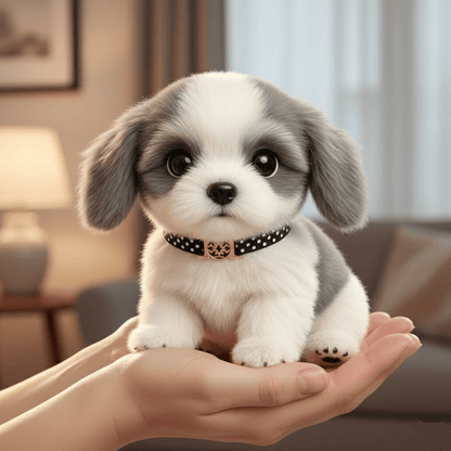 Luxeraum.de Plush Toy Grau & Weiß Plüschtier Hund Interaktiv realistischer Bewegungs Soundbegleiter