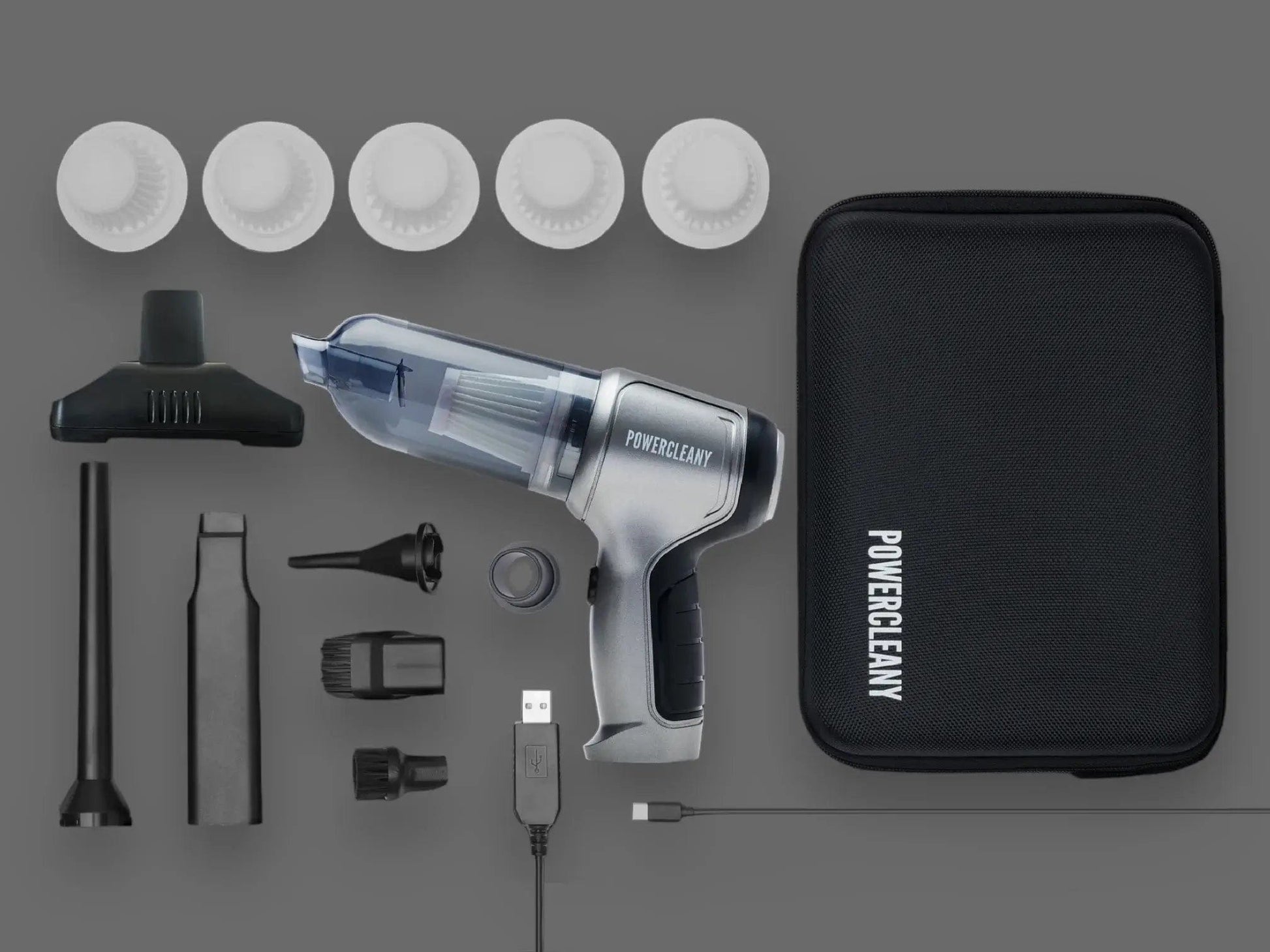 Luxeraum.de Vacuums Powercleany + Transportcase + 6 HEPA-Filter Handstaubsauger kabellos – starker Auto Staubsauger mit hoher Saugkraft & Zubehör