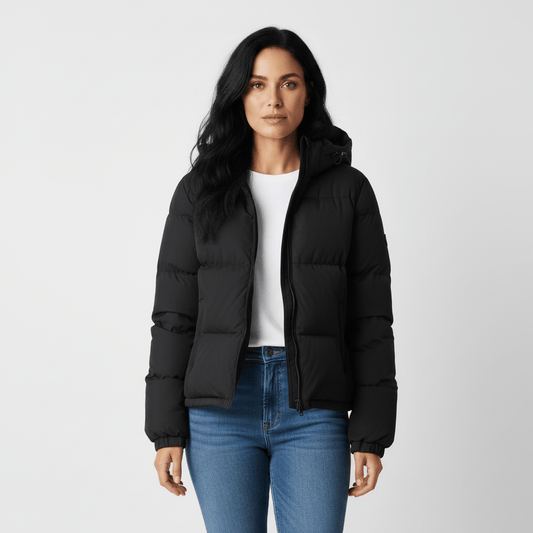 Luxeraum.de Puffer Jackets Pufferjacke – Daunenfüllung – Kapuze & Reißverschluss – Damen