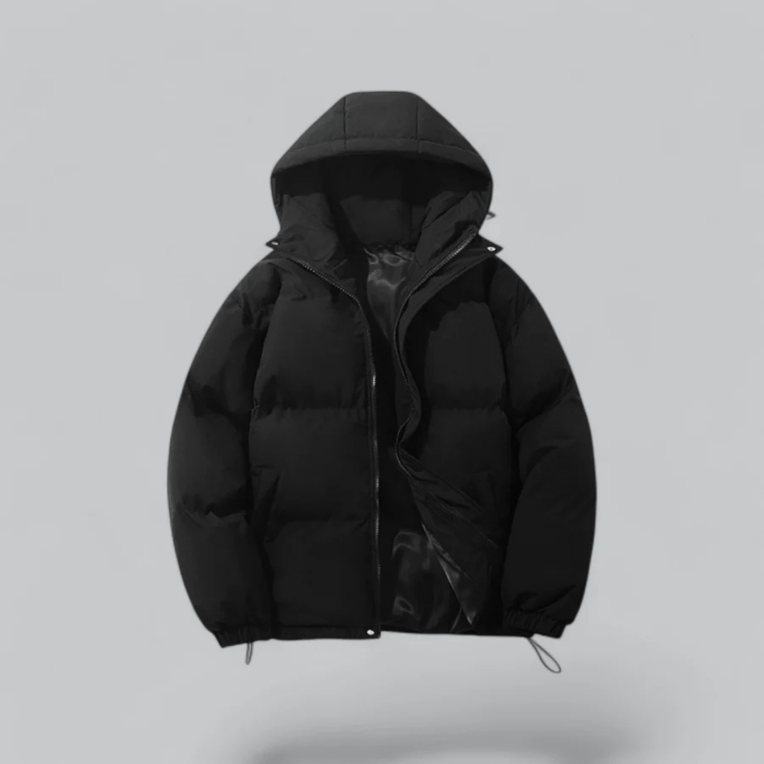 Luxeraum.de Puffer Jackets Schwarz / S Pufferjacke – Daunenfüllung – Kapuze & Reißverschluss – Damen