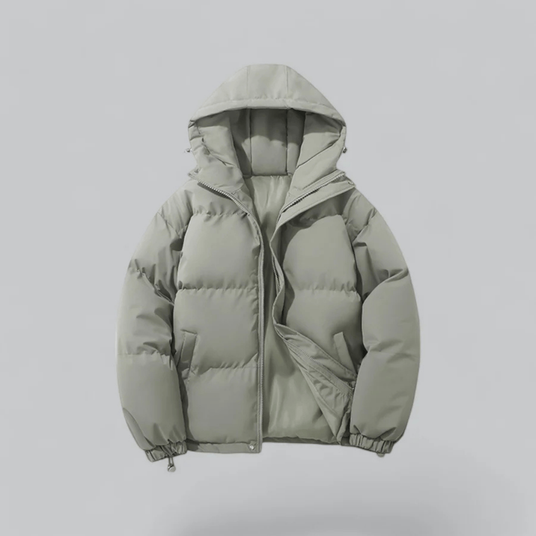 Luxeraum.de Puffer Jackets Grün / S Pufferjacke – Daunenfüllung – Kapuze & Reißverschluss – Damen