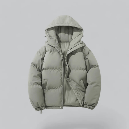 Luxeraum.de Puffer Jackets Grün / S Pufferjacke – Daunenfüllung – Kapuze & Reißverschluss – Damen