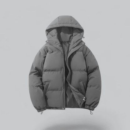 Luxeraum.de Puffer Jackets Grau / S Pufferjacke – Daunenfüllung – Kapuze & Reißverschluss – Damen