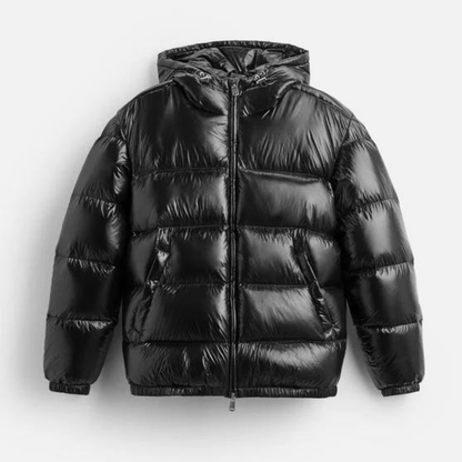 Luxeraum.de Puffer Jackets Schwarz / XS Puffjacke – Isolierender Materialmix – Gesteppte Silhouette mit Kapuze – Herren