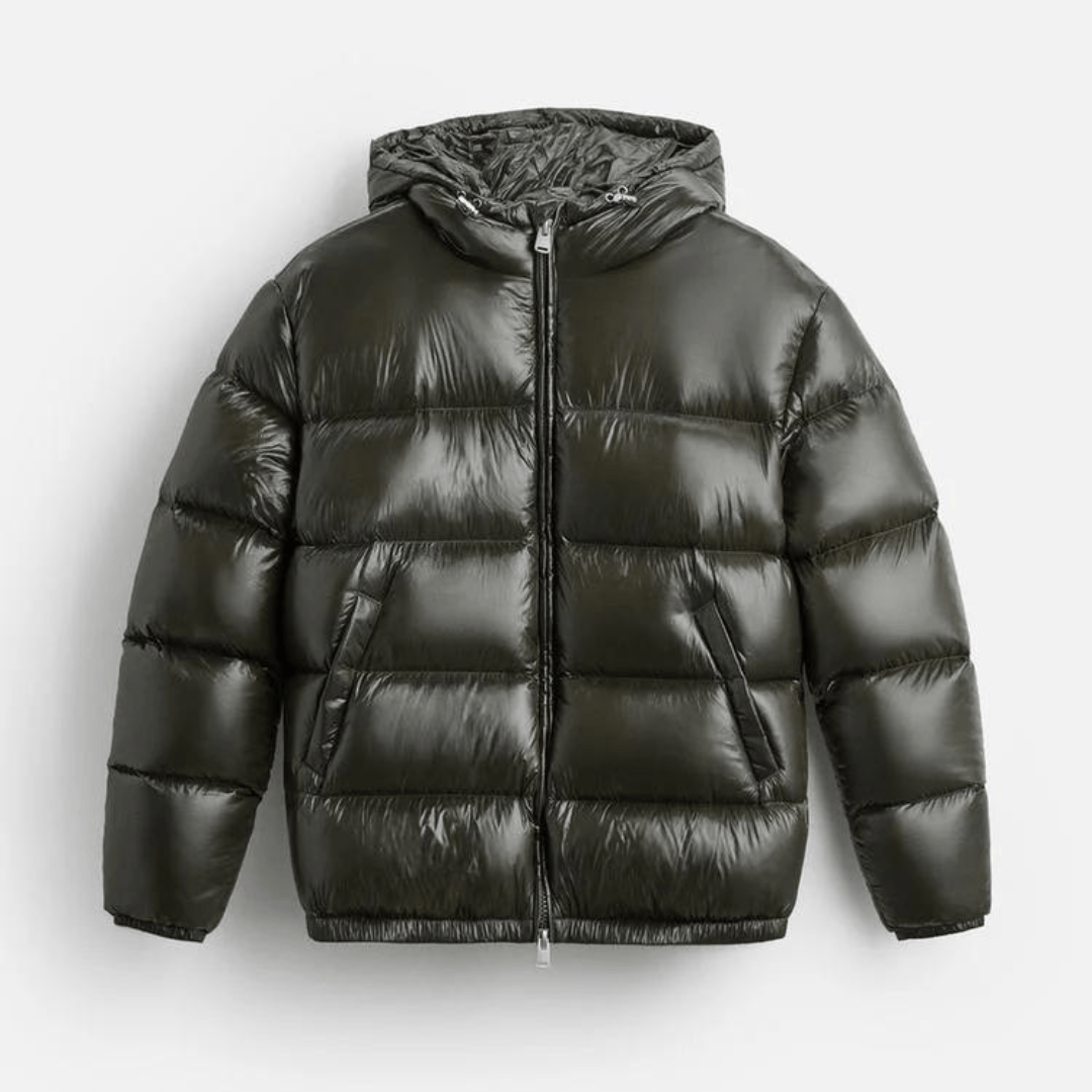 Luxeraum.de Puffer Jackets Grün / XS Puffjacke – Isolierender Materialmix – Gesteppte Silhouette mit Kapuze – Herren