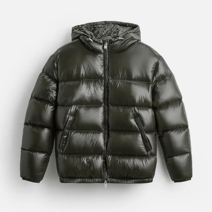 Luxeraum.de Puffer Jackets Grün / XS Puffjacke – Isolierender Materialmix – Gesteppte Silhouette mit Kapuze – Herren