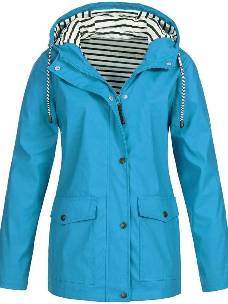 Luxeraum.de Rain Coats Himmelblau / S Regenjacke – Winddicht & Wasserdicht – Kapuze & Zipper – Damen