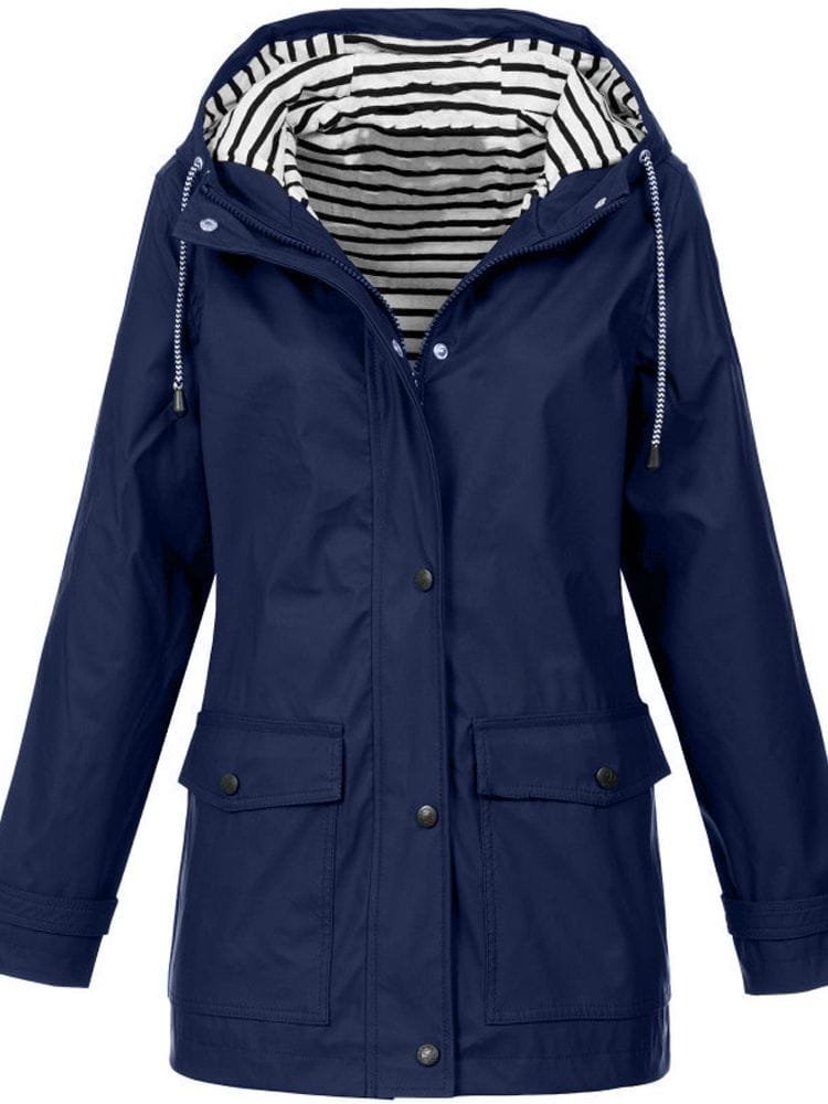 Luxeraum.de Rain Coats Dunkelblau / S Regenjacke – Winddicht & Wasserdicht – Kapuze & Zipper – Damen