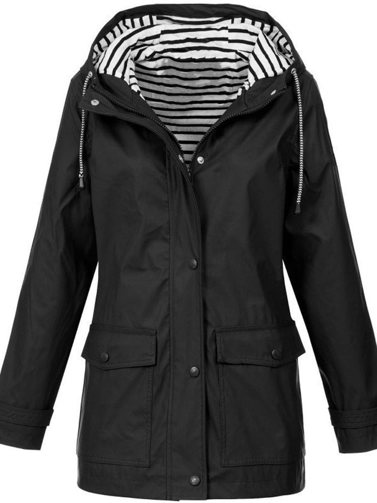 Luxeraum.de Rain Coats Schwarz / S Regenjacke – Winddicht & Wasserdicht – Kapuze & Zipper – Damen