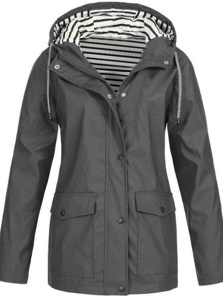 Luxeraum.de Rain Coats Grau / S Regenjacke – Winddicht & Wasserdicht – Kapuze & Zipper – Damen
