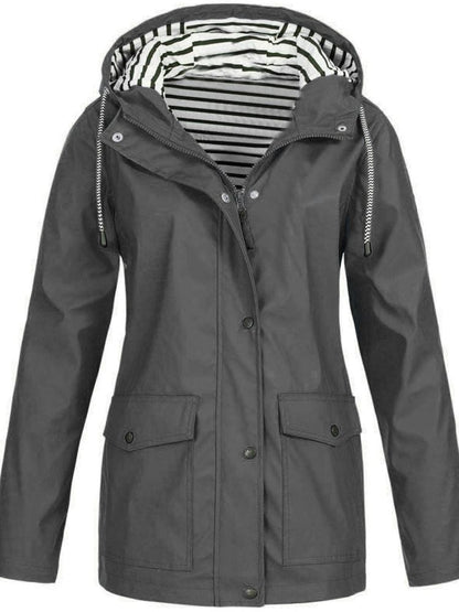 Luxeraum.de Rain Coats Grau / S Regenjacke – Winddicht & Wasserdicht – Kapuze & Zipper – Damen